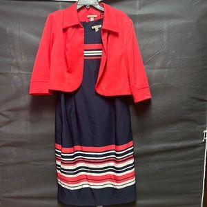 Maya Brooke business casual dress with cropped jacket, size 14